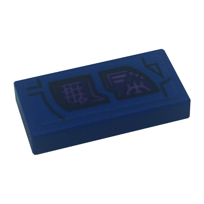 LEGO Blue Tile 1 x 2 with Dark Purple Monitor Screen (Left) Sticker ...