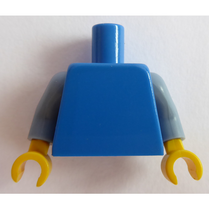 LEGO Blue Undecorated Torso with Sand Blue Arms and Yellow Hands ...