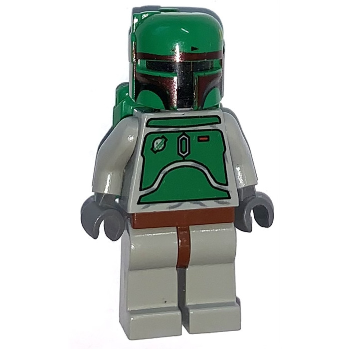LEGO Boba Fett Minifigure with Stone Gray Colors and Dark Red Helmet ...