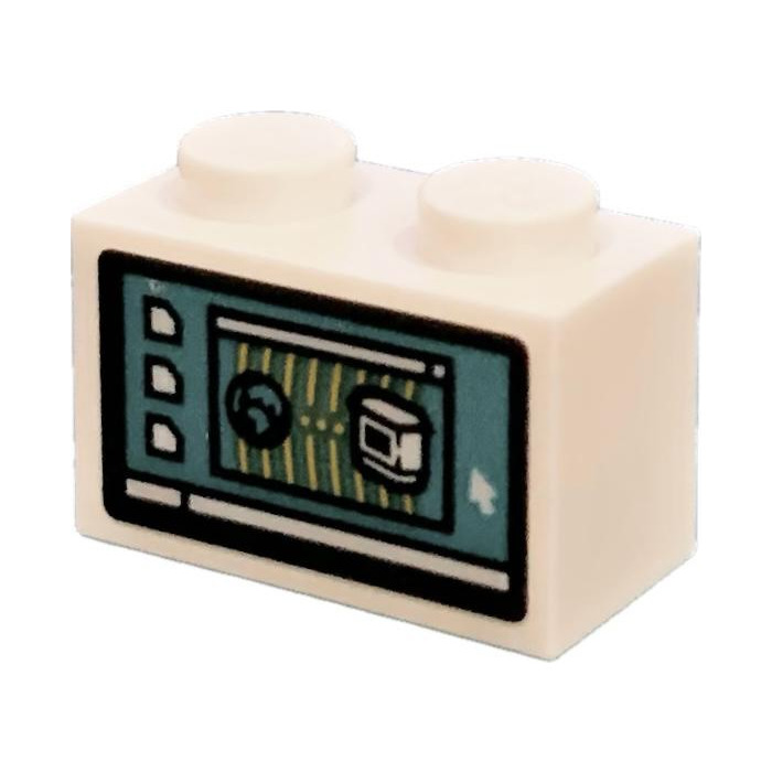 LEGO Brick 1 x 2 with Computer Screen Sticker with Bottom Tube (3004 ...