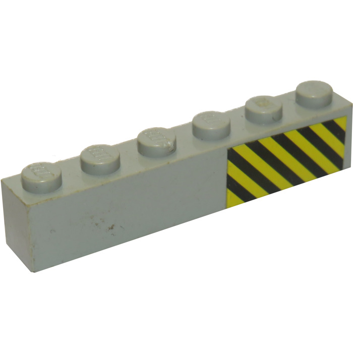 LEGO Brick 1 x 6 with Black and Yellow Danger Stripes (Right) Sticker ...