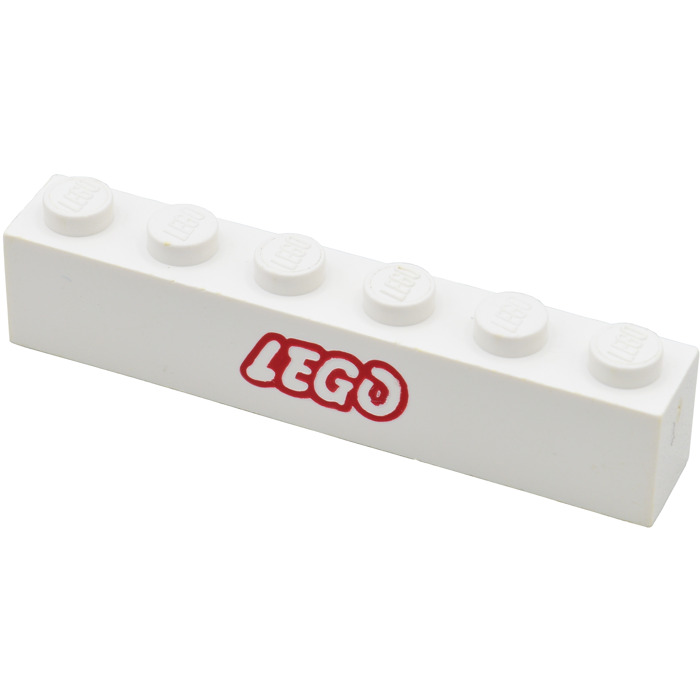 LEGO Brick 1 x 6 with Red 'LEGO' (Open 'O') Logo (3009) | Brick Owl