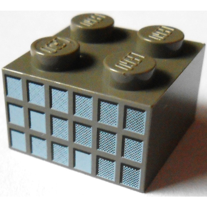 LEGO Brick 2 x 2 with 18 Small Squares (Window Panes) in Fading Grays ...