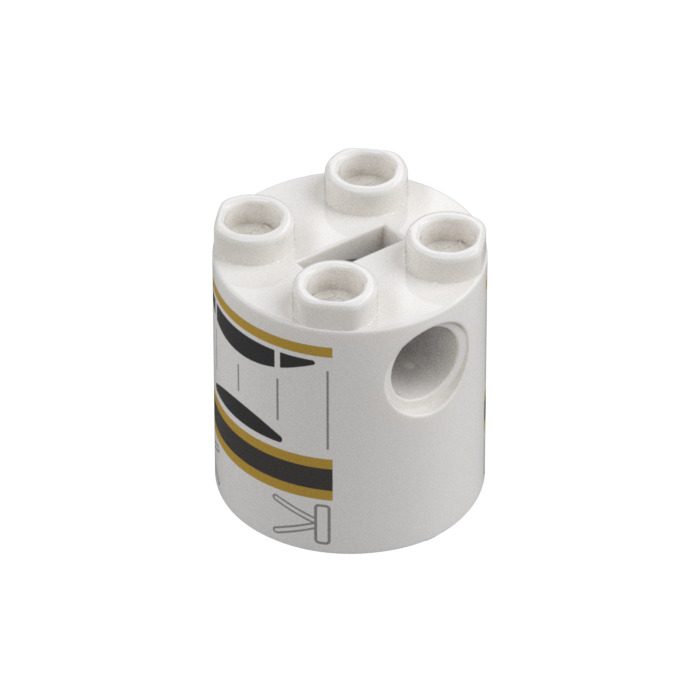 LEGO Brick 2 x 2 x 2 Round with Gold and Silver Stripes and Hatch