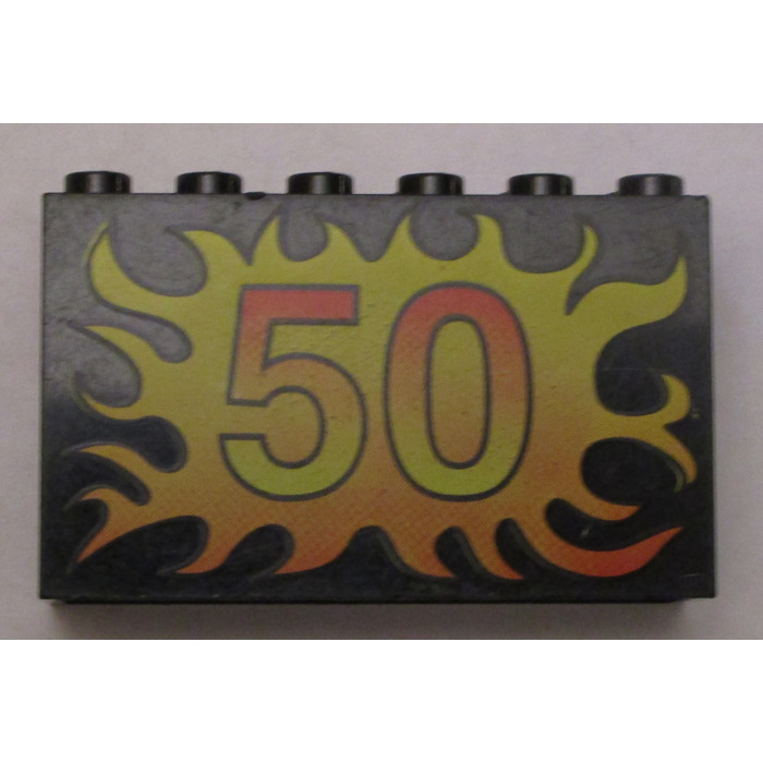 LEGO Brick 2 x 6 x 3 with Number 50 Surrounded by Flames (6213) | Brick ...