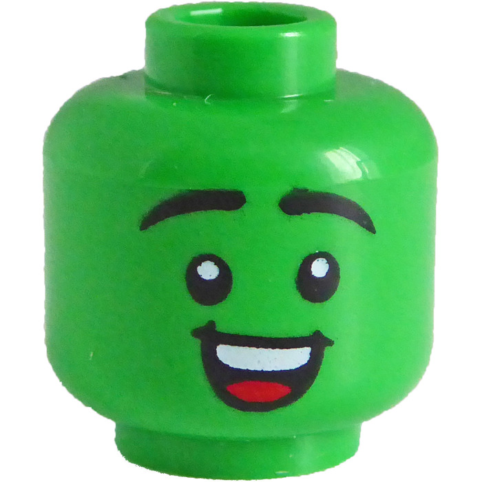 u8様　③緑　おてて横　お顔付き LEGO Bright Green Head with Smile (3274) | Brick Owl - LEGO