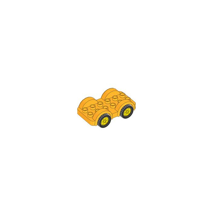 LEGO Helles Licht Orange Duplo Auto mit Schwarz Räder und Gelb Hubcaps  (11970 / 35026)