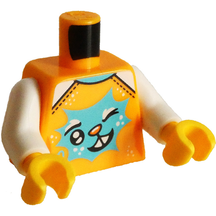 LEGO Bright Light Orange Minifig Torso Medium Azure Heart, Winking