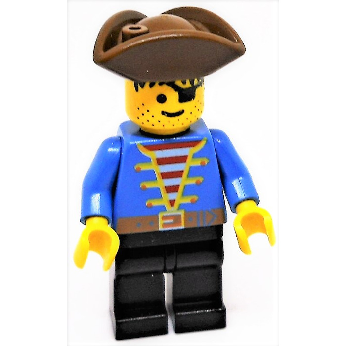 Lego Minifig Blue Pirate Navy Soldier w/ black Tricorne hat complete minifigure 
