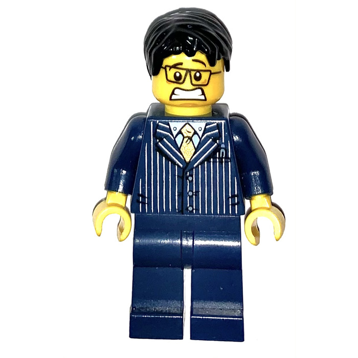 LEGO x 10 Dark Blue Torso Suit Pinstriped Jacket and Gold Tie Pattern business