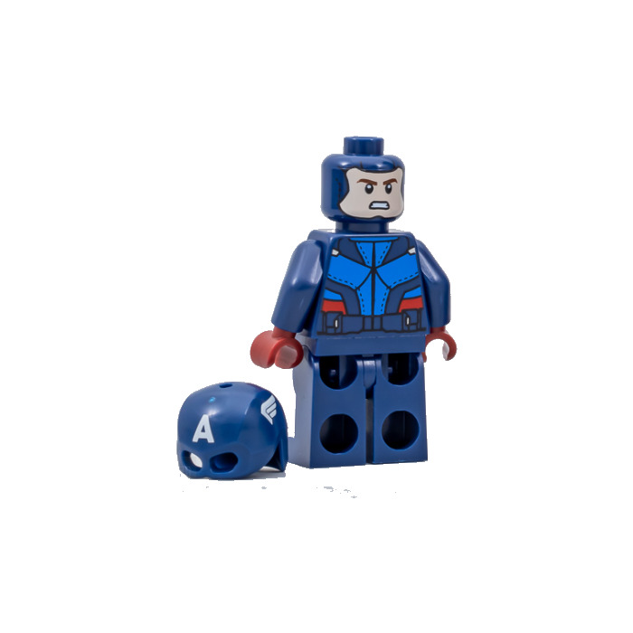 LEGO Captain America with Helmet and Dark Red Hands Minifigure | Brick ...