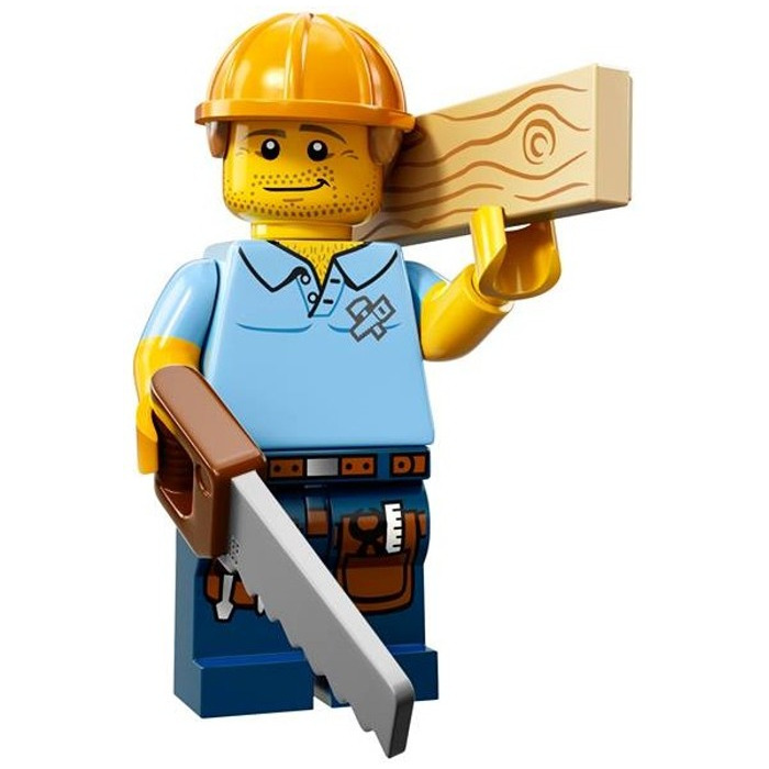LEGO Minifigure LIGHT ORANGE Hat Helmet Construction Medium Dark Flesh Hair 