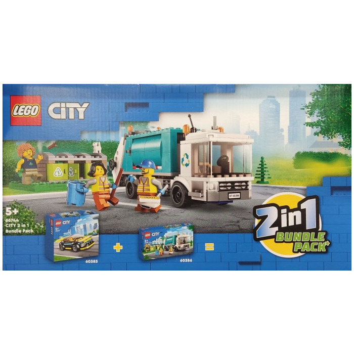 LEGO City 66744 2 en 1 La voiture de sport électrique et Le camion de  recyclage