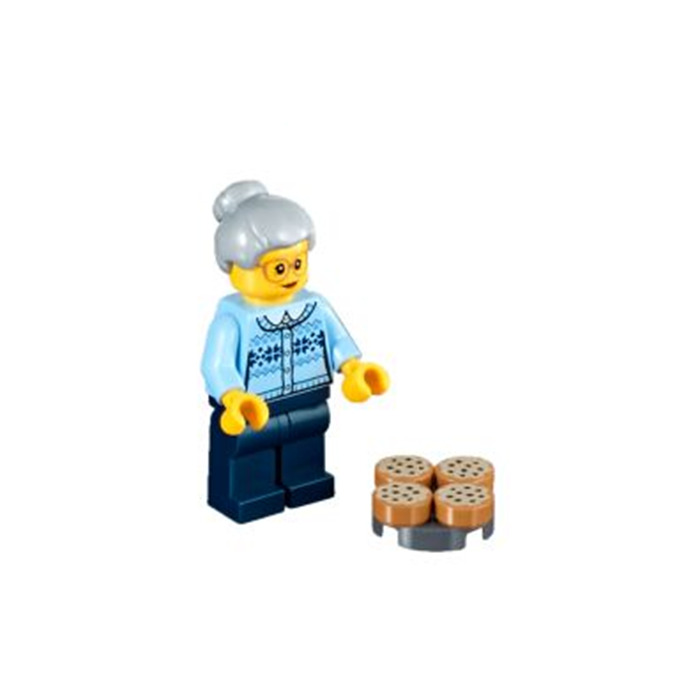 Lego Figurine Minifig grand mère grandmother tante Aunt May écharpe sh272 NEUF 