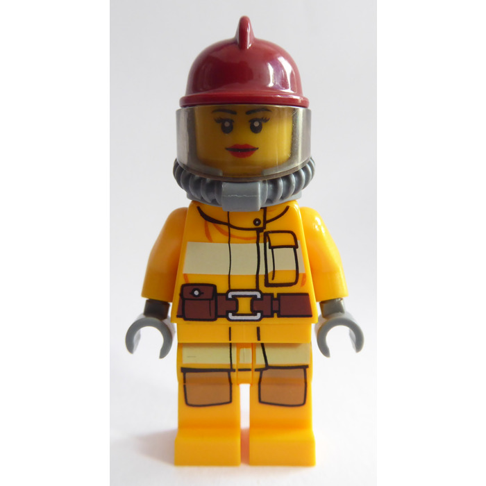 Lego-minifigures-fire-bright light orange suit dark red helmet cty0302
