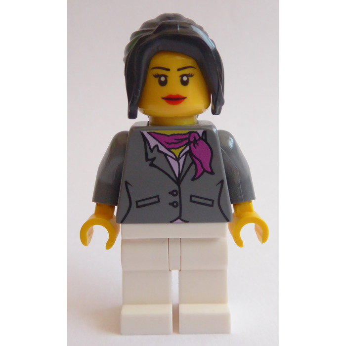 Lego 6  Body Torso For Female Girl Minifigure Grey Suit Jacket Neck Scarf 