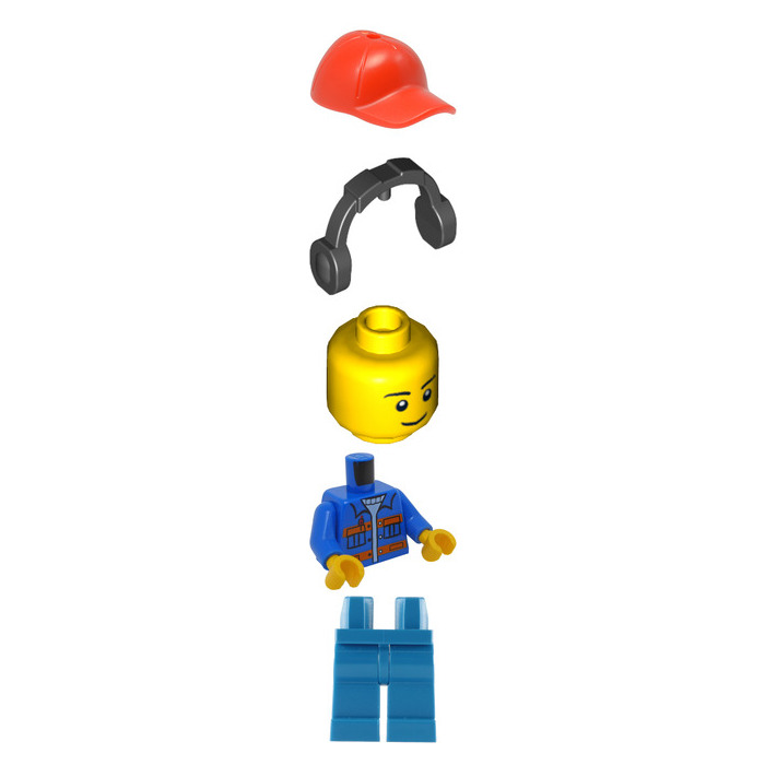 LEGO City Worker with blue jacket and blue pants with red cap with ear  defenders Minifigure | Brick Owl - LEGO Marketplace