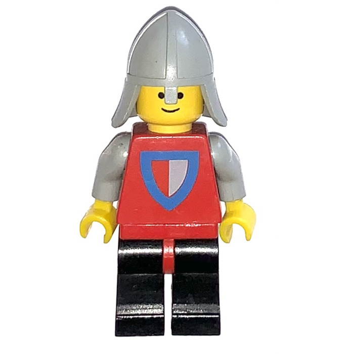 LEGO Classic Castle Knight, Red & Gray Shield on Torso, Black Legs with Red Hips, Light Gray Neck-Protector Minifigure | Brick Owl - Marketplace