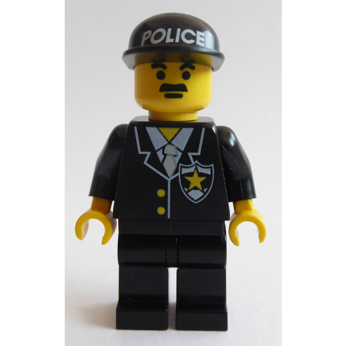 LEGO Minifig cop08 @@ Police Sheriff Star Black Cap with Police Pattern 6398 