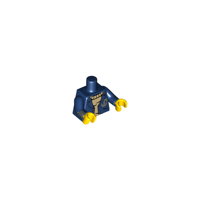 TORSO M064 Lego Male Dk Blue Jacket w/ Gold Buttons Anchor Sweater Sea Captain 