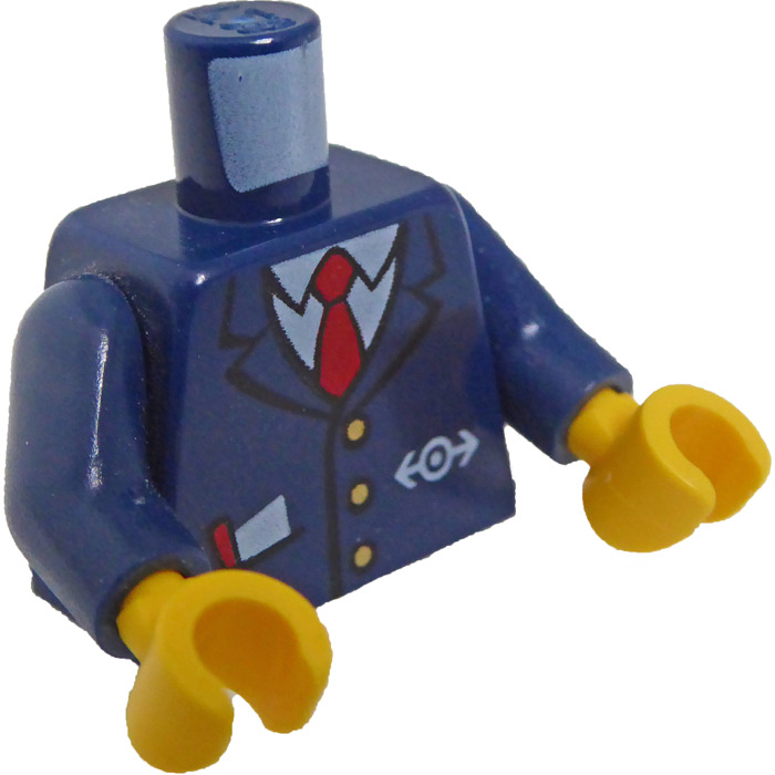 LEGO Dark Blue Torso - Marketplace Jacket, | with Transportation Shirt, Brick Tie, White (76382) and Red Owl Logo LEGO