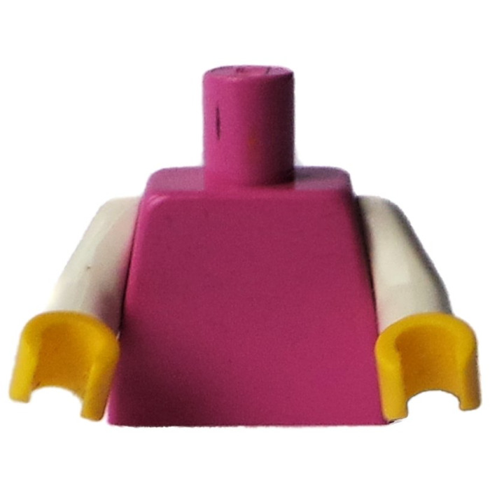 Lego 4 Torso Body For Minifigure Figure Plain Dark Pink White Arms Yellow Hands 