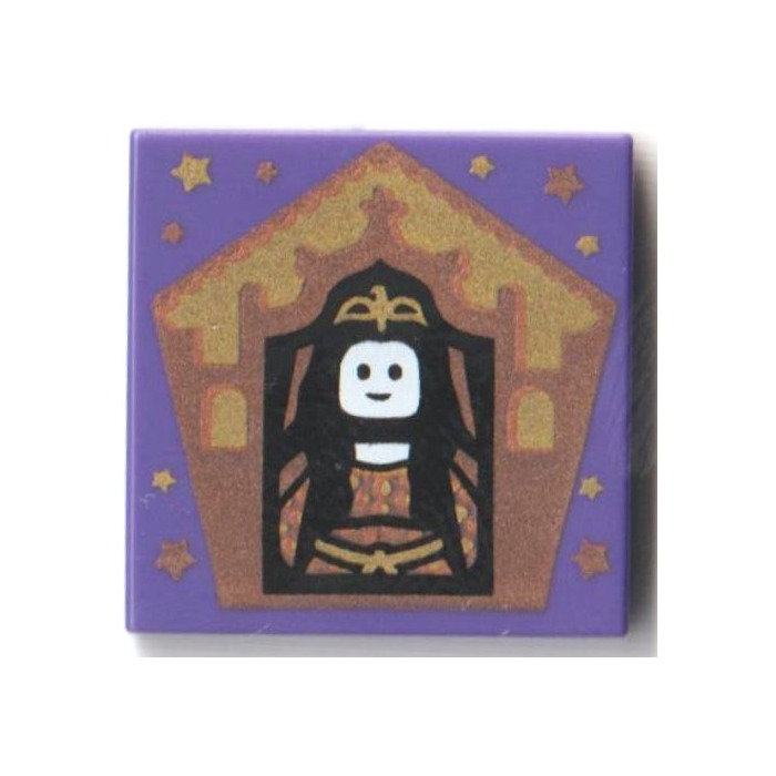LEGO Tile 2 x 2 with Chocolate Frog Card Rowena Ravenclaw Pattern with