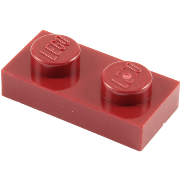 10x Plate Flat 1x2 2x1 Red/Red 3023 New Lego