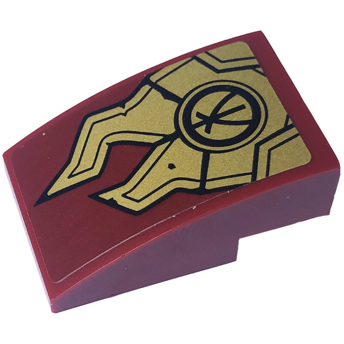 LEGO Dark Red Slope 2 x 3 Curved with Armor, Ninjago Symbol Sticker ...