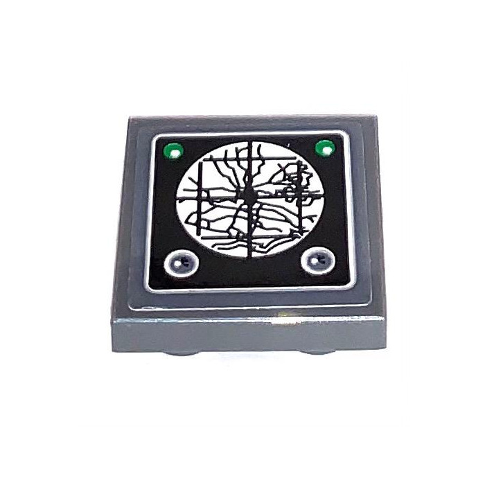 LEGO Dark Stone Gray Tile 2 x 2 Inverted with Monitor with Map Sticker ...