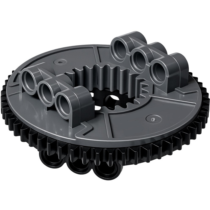 LEGO Dark Stone Gray Turntable New with Hole Base and Black Top