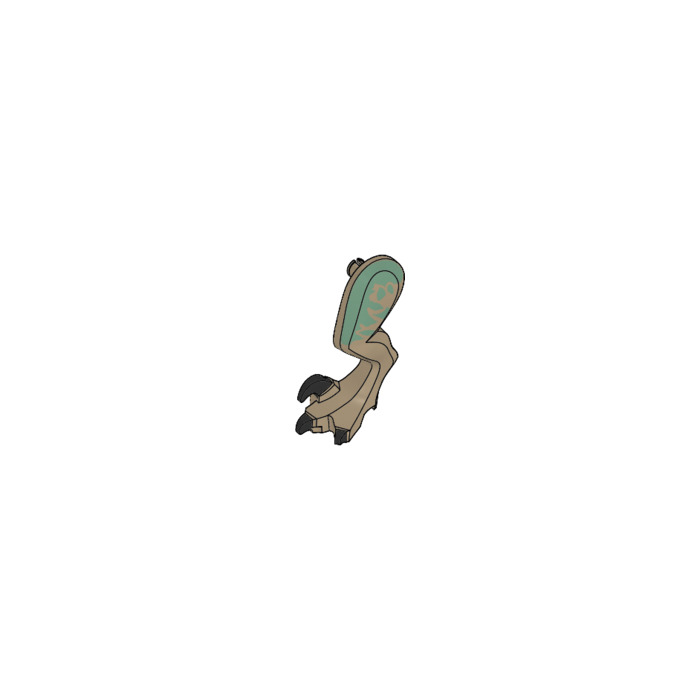 LEGO Dark Tan Raptor Back Left Leg (Large) with Sand Green Markings ...