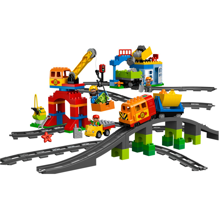Train lego Duplo, gare, rails et ponts