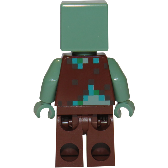 LEGO Minecraft Minifigure - Drowned Zombie + ammonite - Extra Extra Bricks