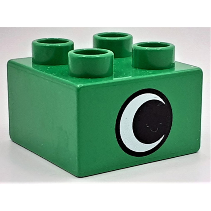 LEGO Duplo Green Brick 2 x 2 with Eye Pattern on 2 Sides, Without White  Spot (3437 / 31460)