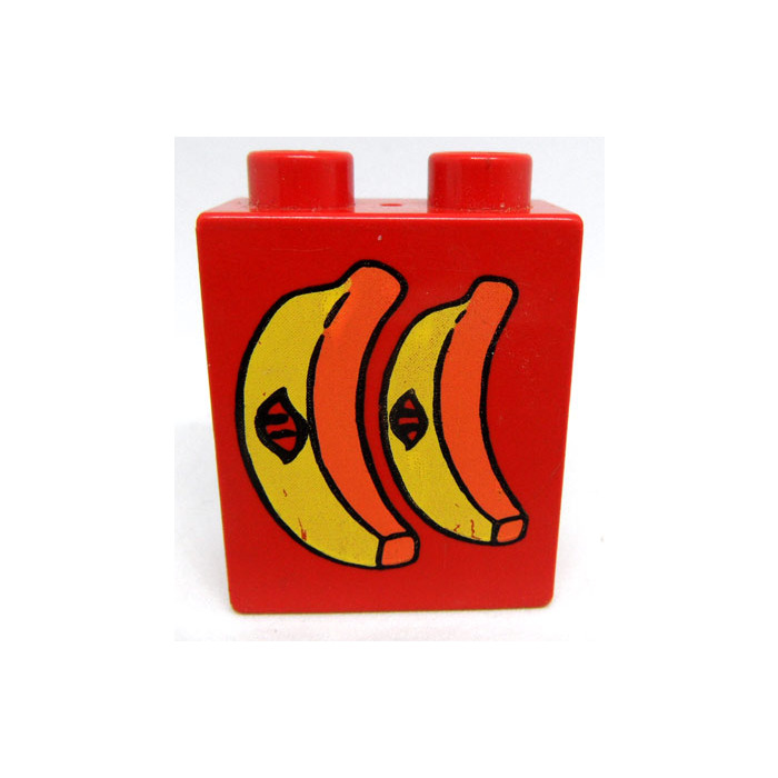 LEGO Duplo Red Brick 1 x 2 x 2 with Bananas with Stickers without ...