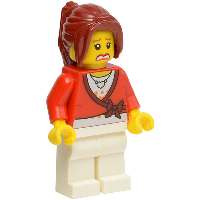 LEGO Red Female Sweater Minifigure Torso with Heart Necklace Pattern