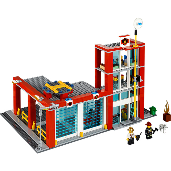 Сити пожарная. Лего Сити 60004. LEGO 60004. Лего 60004. Лего пожарный участок.