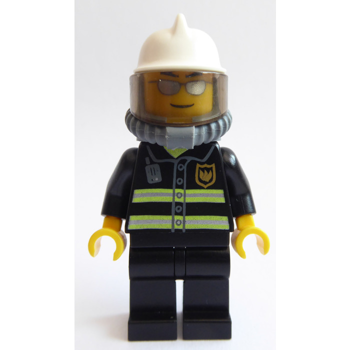 LEGO Firefighter with mirrored glasses air tanks and white helmet