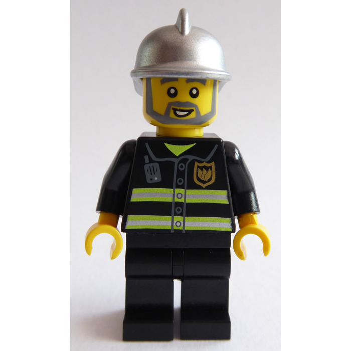 LEGO Fireman with Metallic Silver Helmet Minifigure Brick Owl LEGO Marketplace