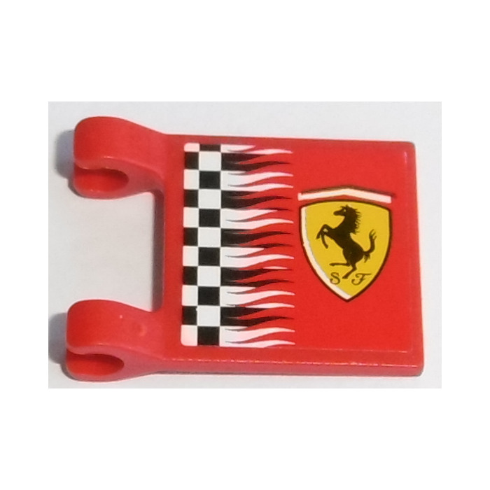 LEGO Flagge 2 x 2 mit Ferrari Logo und Chequered Flagge Aufkleber ohne  ausgestellten Rand (2335)