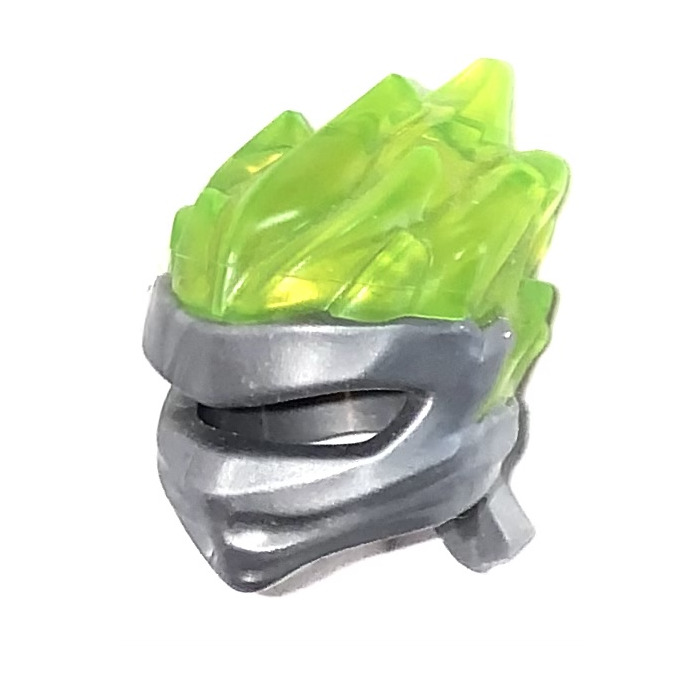 LEGO Flat Silver Minifigure Hat with Transparent Neon Green Flames