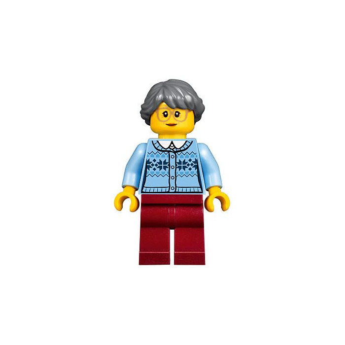 hol220 Lego Figure Grandmother Black Legs Floral Shirt 