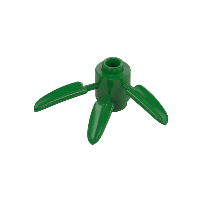 LEGO Green Plant Brick 1 x 1 Round with 3 Bamboo Leaves