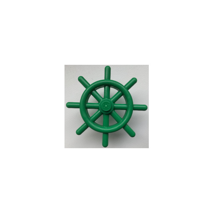 2 NEW LEGO Boat Ship's Wheel with Slotted Pin Green