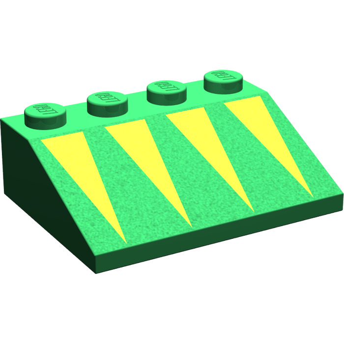 LEGO Green Slope 3 x 4 (25°) with Yellow Triangles (3297 / 82351 ...