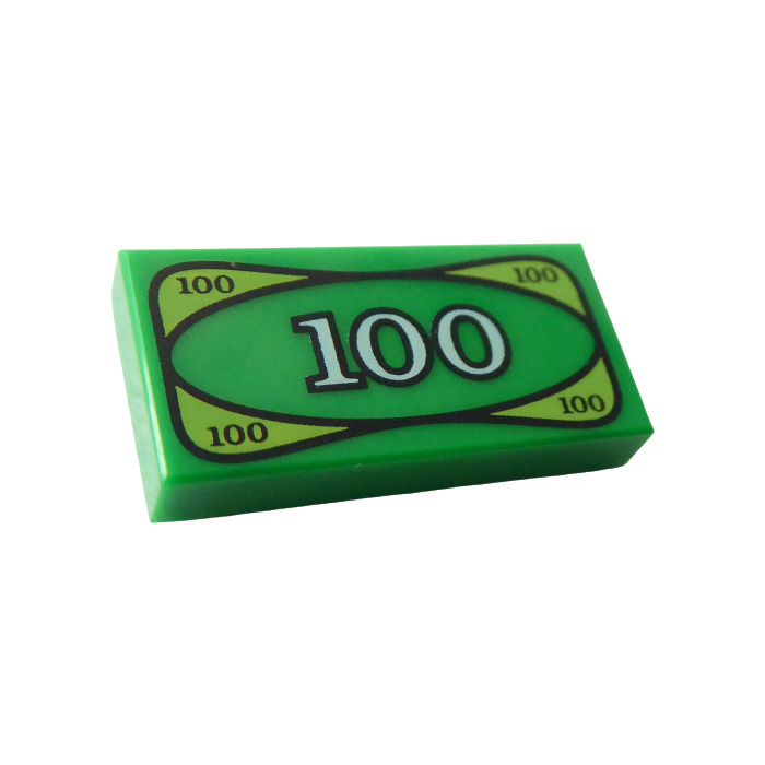 LEGO 10 x Fliese grün bedruckt Green Tile 1x2 with Groove with 100 3069bpx7