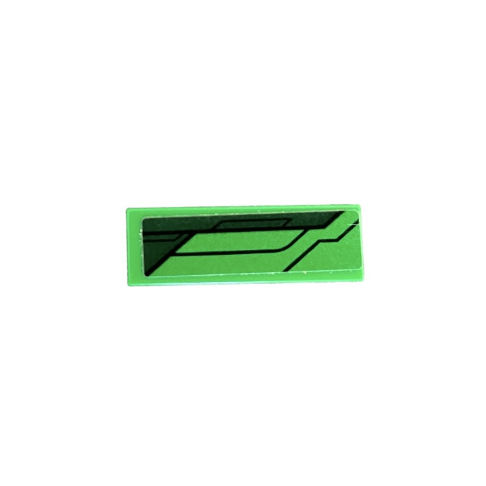 LEGO Tile 1 x 3 with Dark Green Stripe and Black Lines Right Side ...