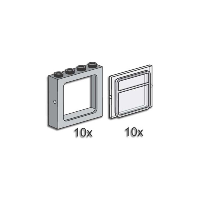 1104 # Lego Railway Wagon Window 1x2x2 White with Transparent Window