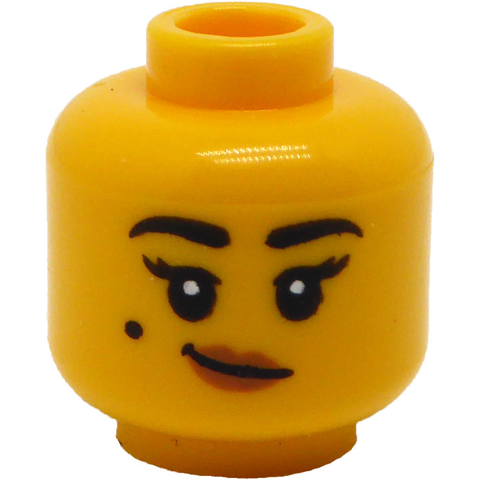 LEGO Head with Black Eyebrows and Beauty Mark (Recessed Solid Stud ...